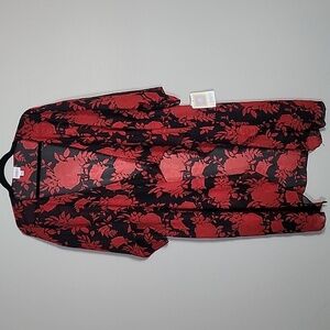 NWT LuLaRoe Shirley Cardigan Duster Size L Floral Open Longline Boho Kimono Red
